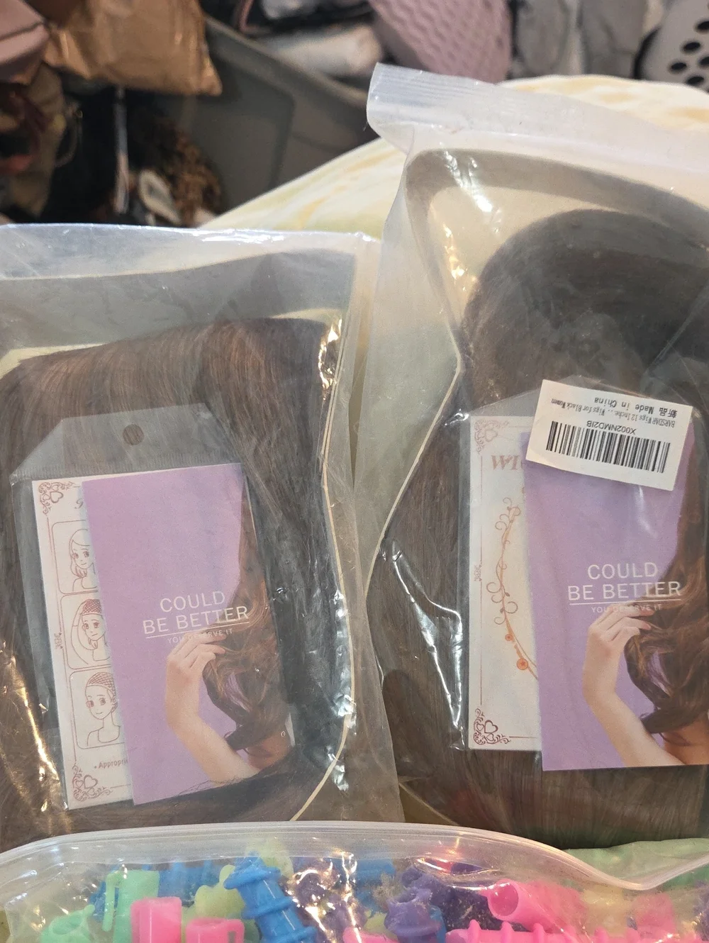 Misc Hair Items- 2 Wigs / Perm Rods / Curlers